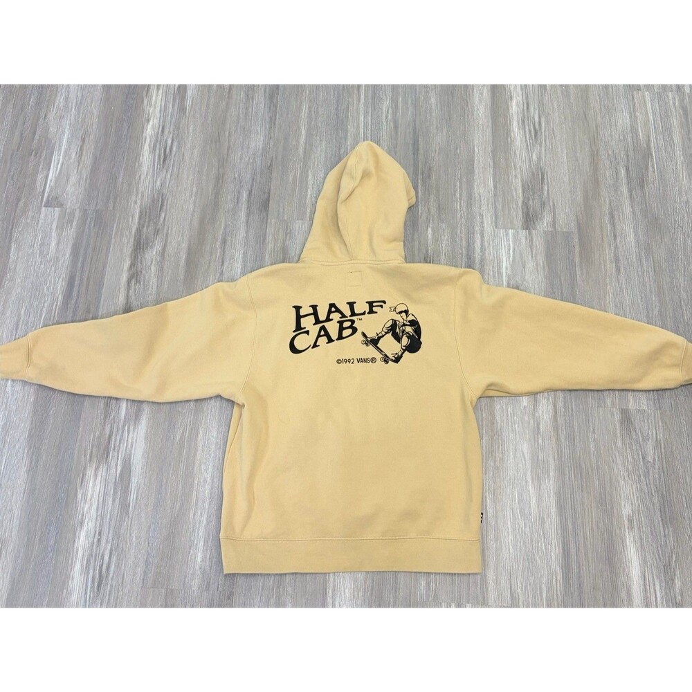 Vans Hoodie Half Cab Skater Mens M Unsex Y2k Beige Skate Pullover Sweatshirt Sk8